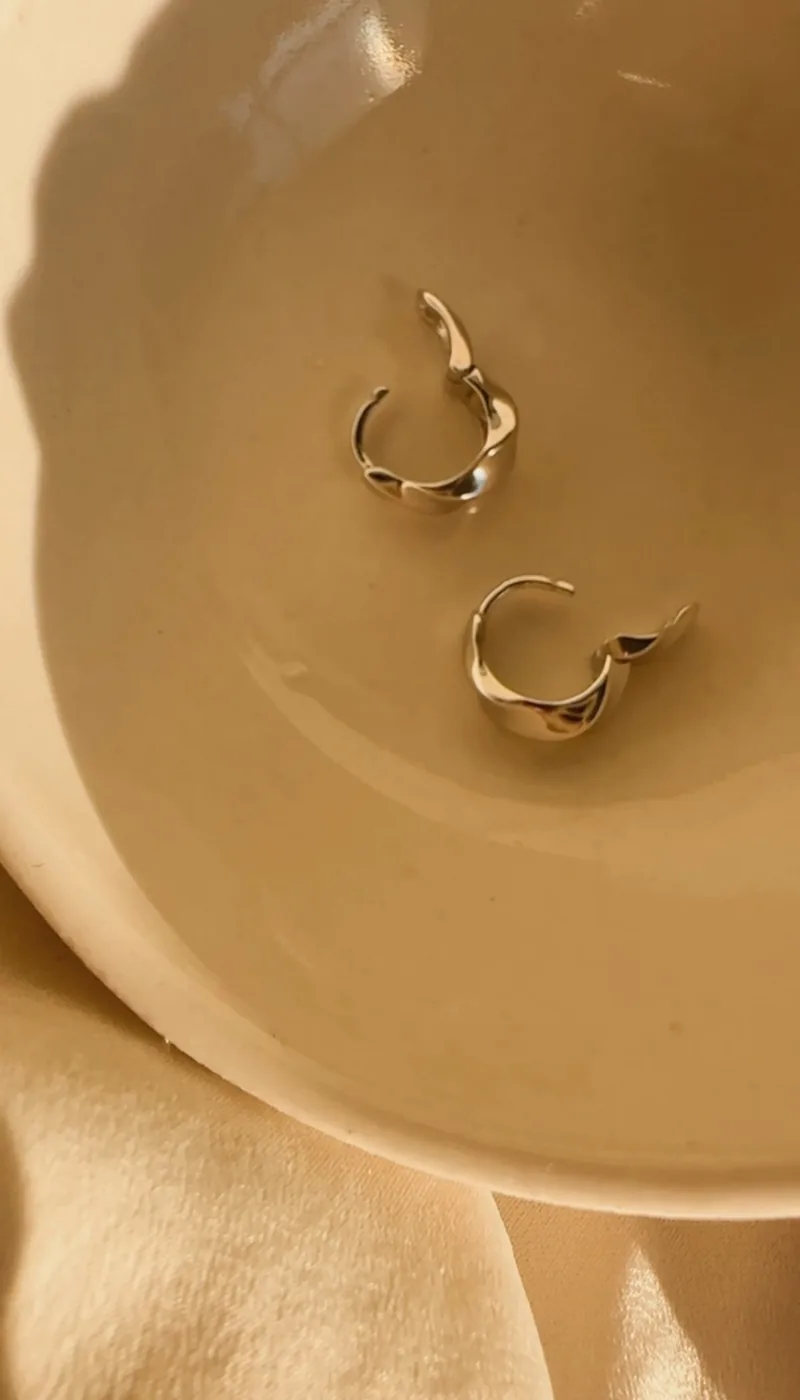Twisted Huggie Hoops - Sterling Silver — product image 4