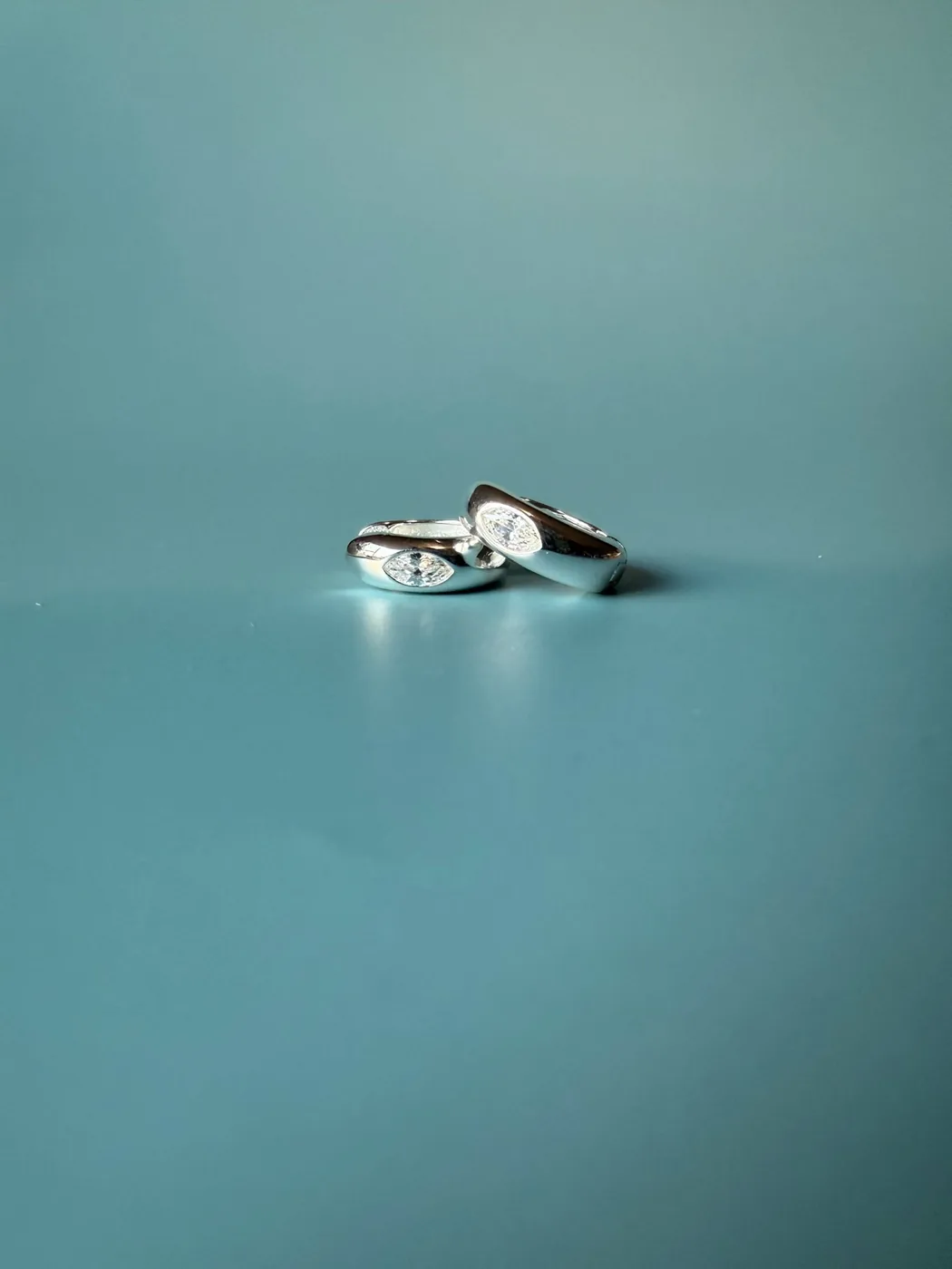 Marquise Cut Diamond Hoops - Sterling silver — product image 4