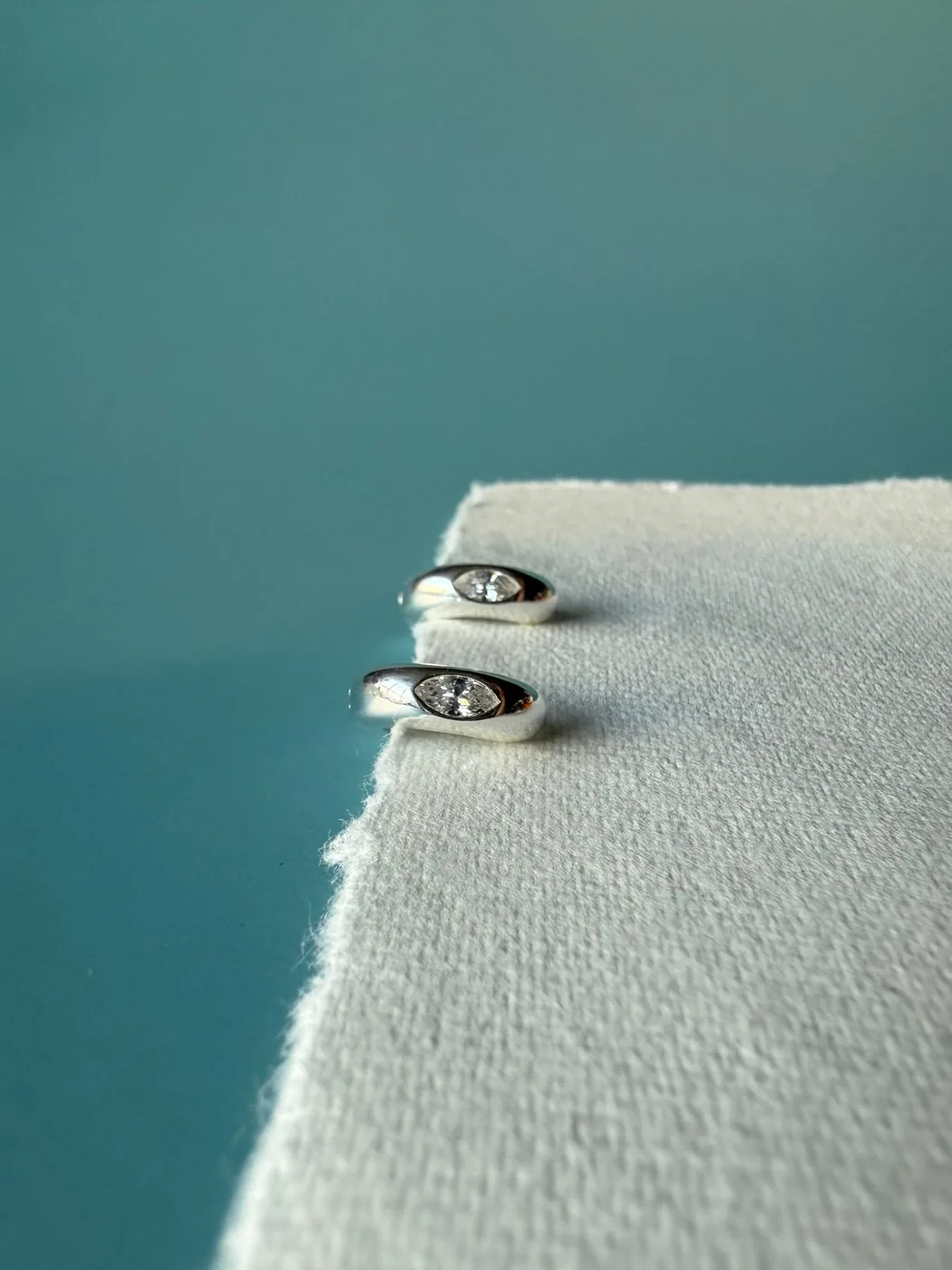 Marquise Cut Diamond Hoops - Sterling silver — product image 5