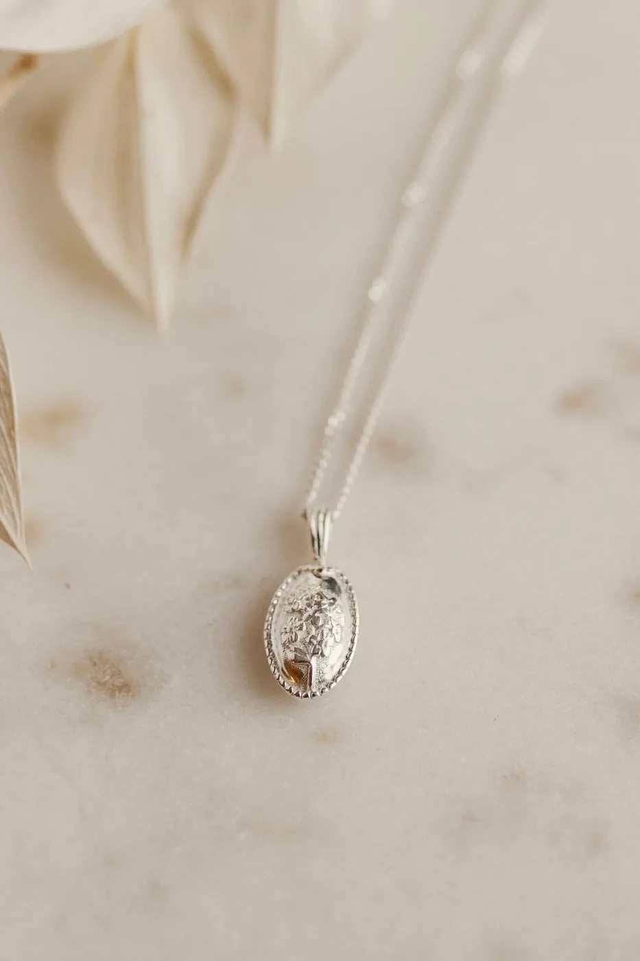 Forget-Me-Not Oval Cremains Urn Necklace - Sterling Silver — product image 9
