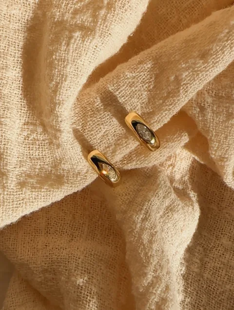 Marquise Cut Diamond Hoops - 14k Gold Filled — product image 1