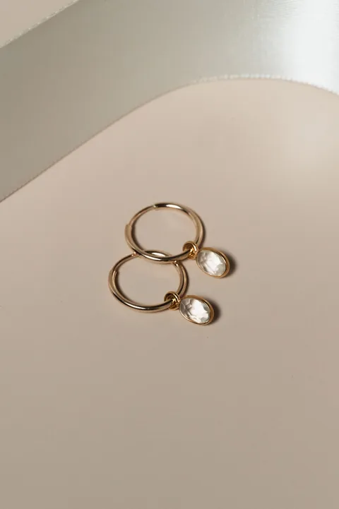 Crystal Huggie Hoops - 14k Gold Filled — product image 2