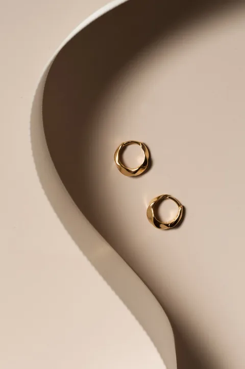 Twisted Huggie Hoops- 14K Gold Filled — product image 1