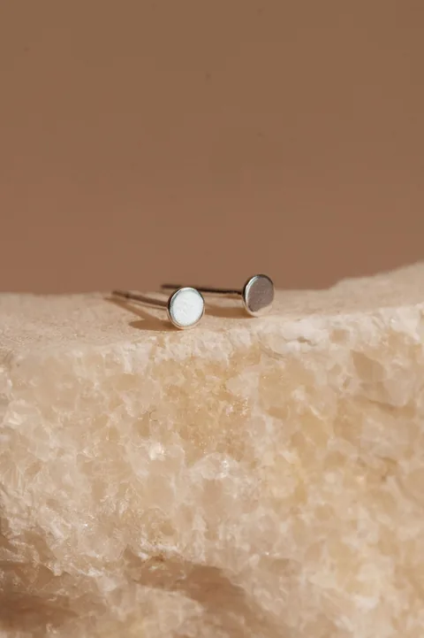 Flat Round Stud Earrings - Sterling Silver — product image 2