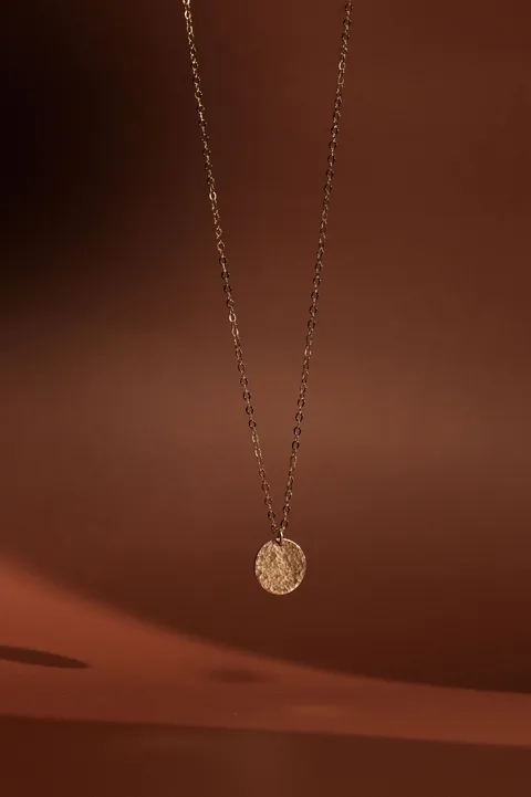 Hammered Medallion Necklace - 14K Gold Filled — product image 1