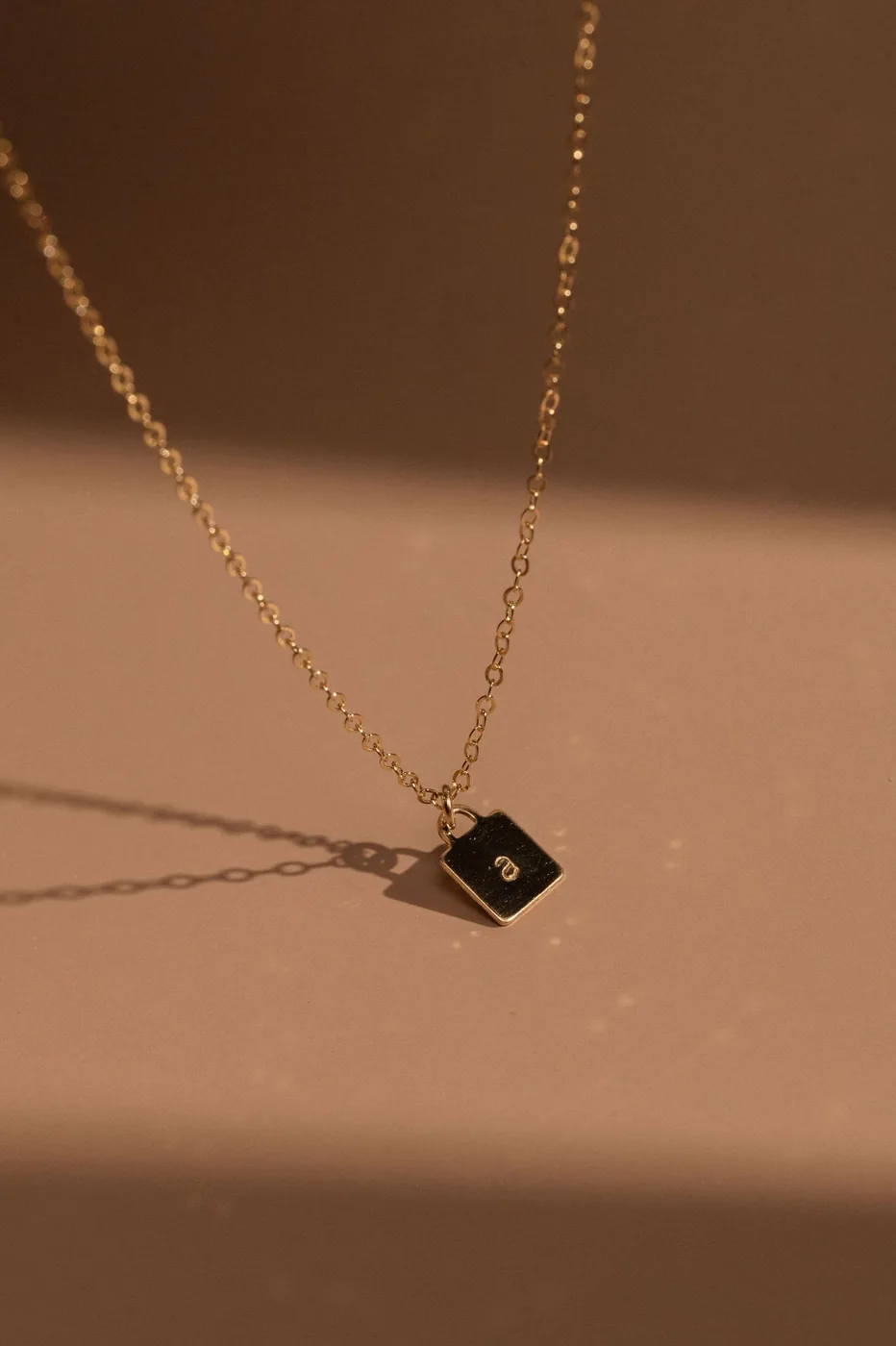 Square Pendant Flat Cable Necklace - Personalized - 14k Gold Filled — product image 5