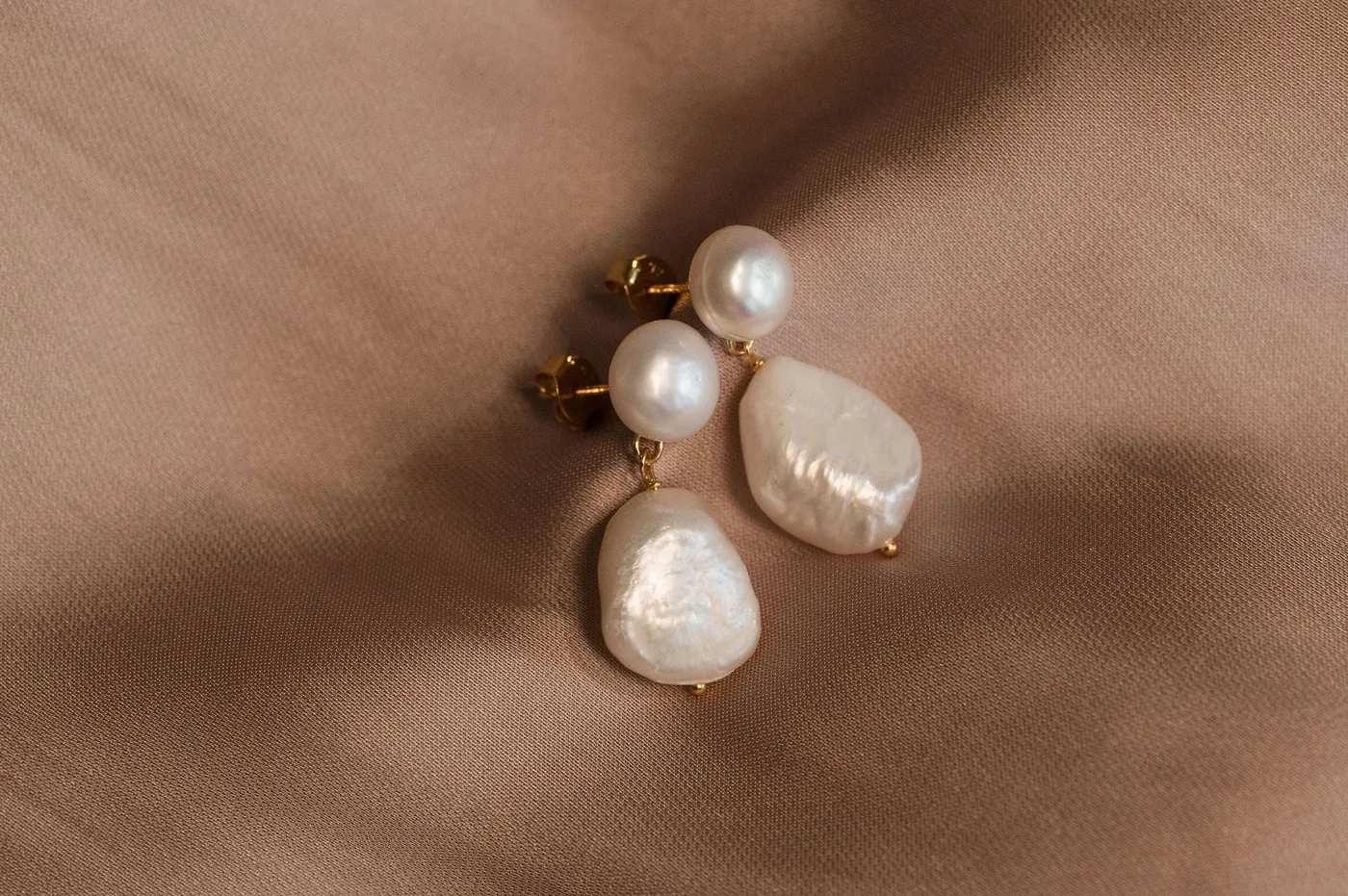 Double Pearl Drop Earrings — product image 3