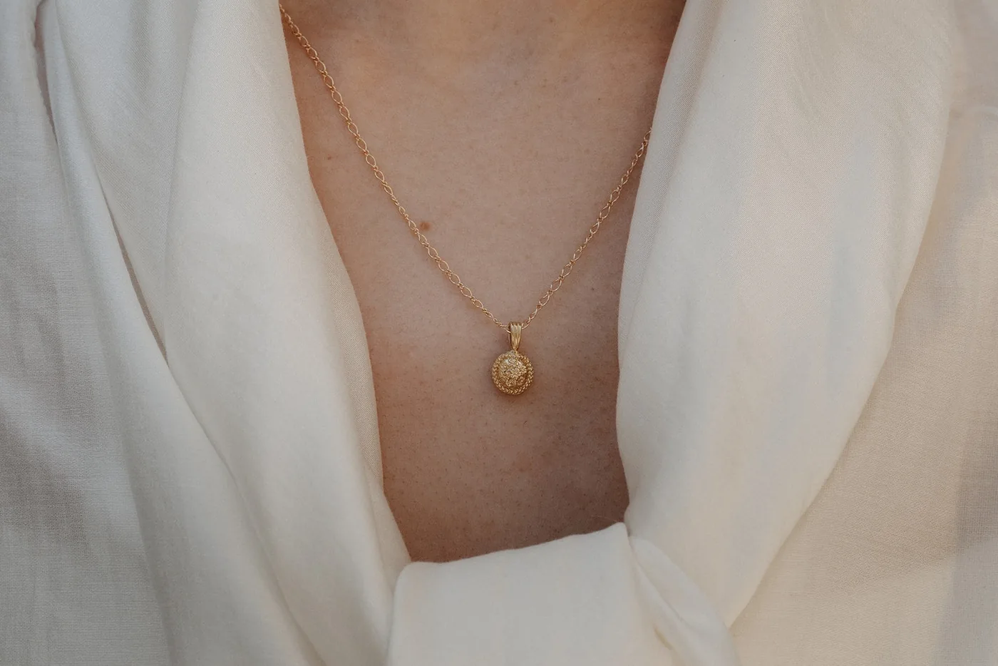 Forget-Me-Not Circle Cremains Urn Necklace — product image 4
