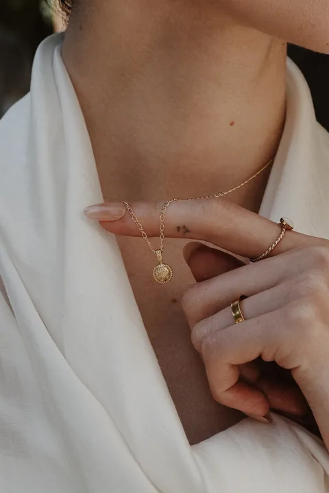 Forget-Me-Not Circle Cremains Urn Necklace — product image 2