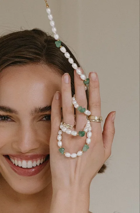Large Freshwater Pearl and Jade Set- 14K Gold Filled — product image 1