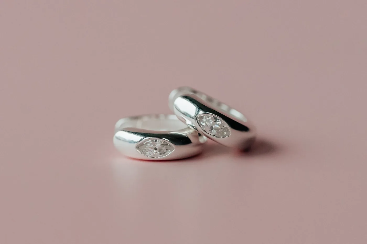 Marquise Cut Diamond Hoops - Sterling silver — product image 1
