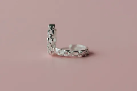 Checkered Hoops - Sterling Silver — product image 4