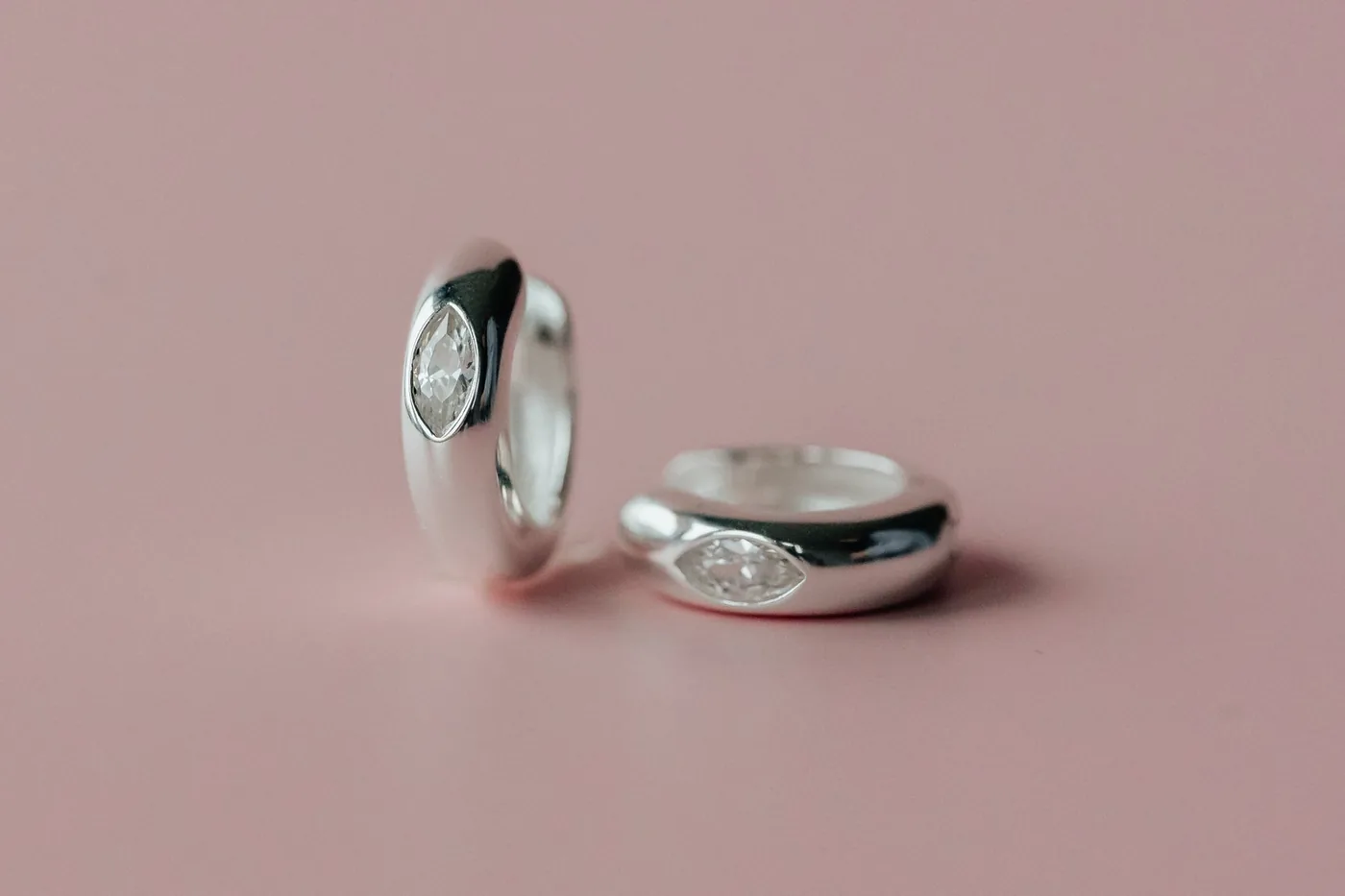 Marquise Cut Diamond Hoops - Sterling silver — product image 7