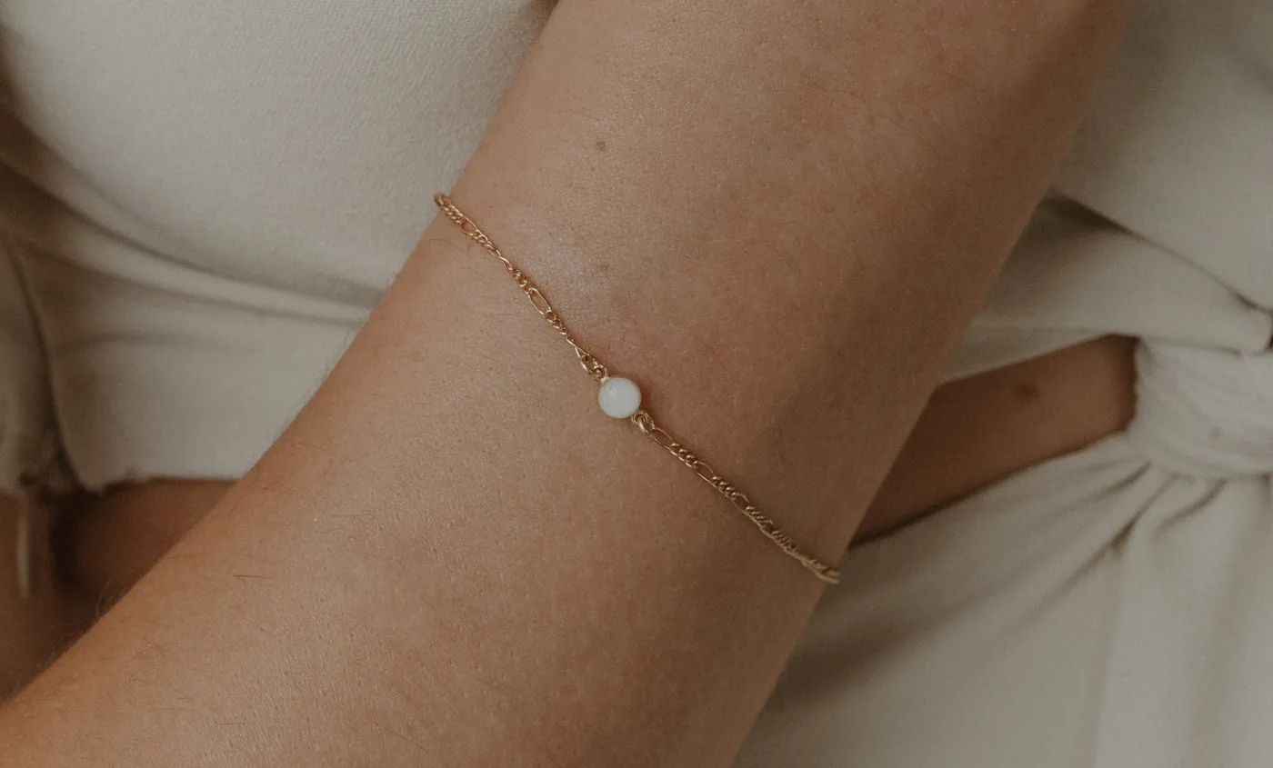 Cremation Figaro Chain Bracelet- 14K Solid Gold — product image 2