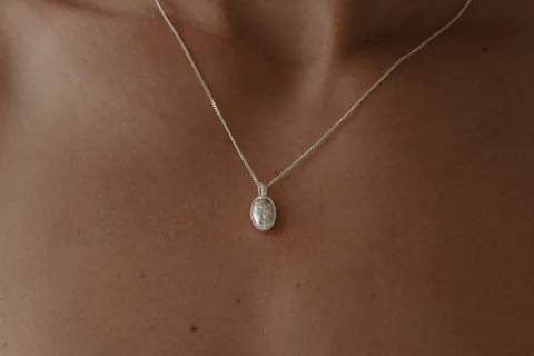 Forget-Me-Not Oval Cremains Urn Necklace - Sterling Silver — product image 7