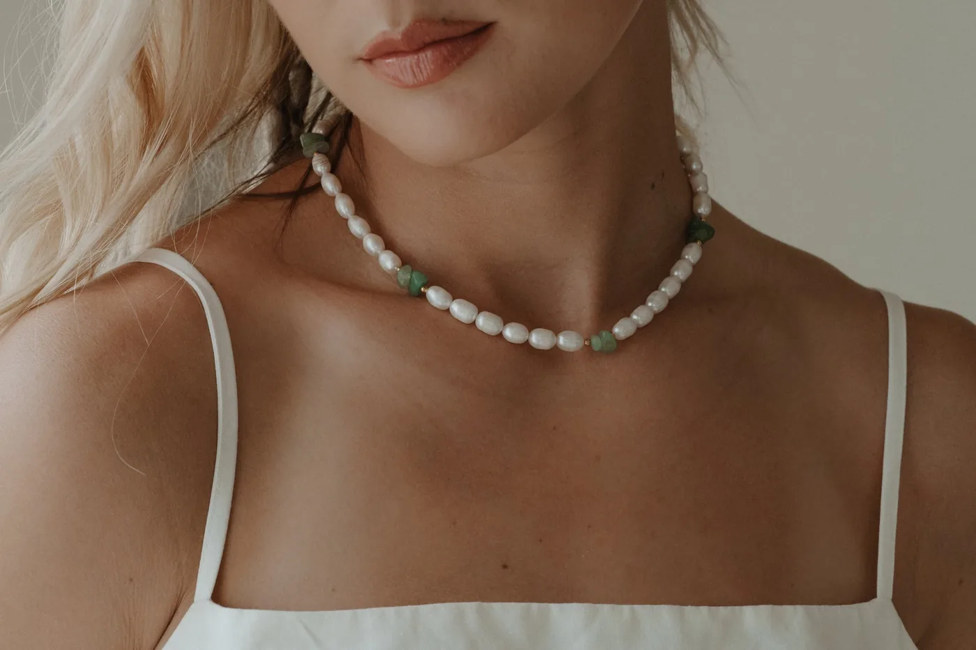 Large Freshwater Pearl and Jade Set- 14K Gold Filled — product image 3