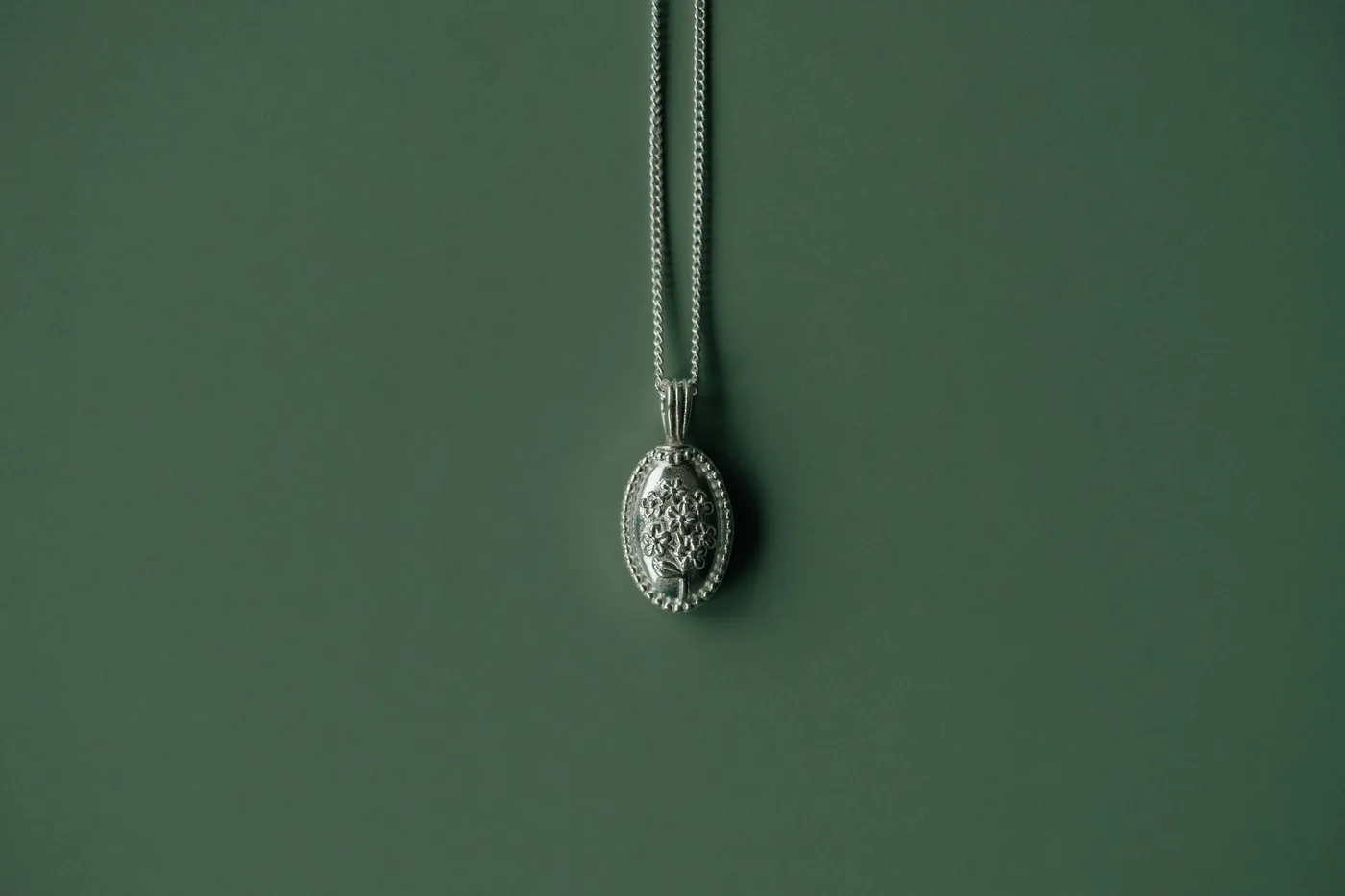 Forget-Me-Not Oval Cremains Urn Necklace - Sterling Silver — product image 17