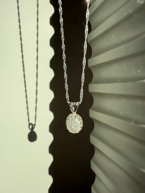 Cremation Oval Crown Necklace - Sterling Silver — product image 2