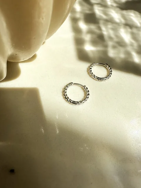 Roped Hinge Hoops - Sterling Silver — product image 4