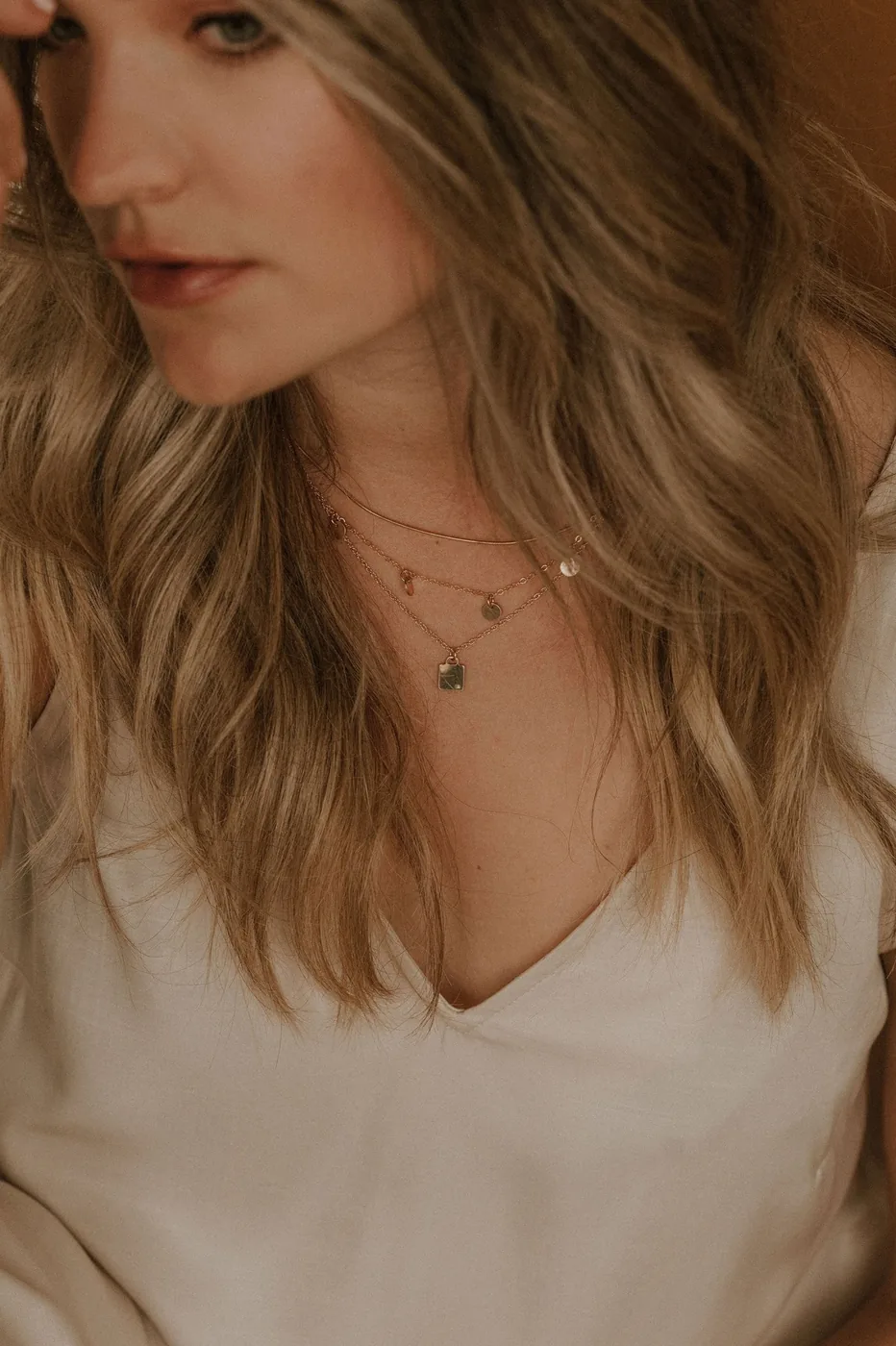 Square Pendant Flat Cable Necklace - Personalized - 14k Gold Filled — product image 7