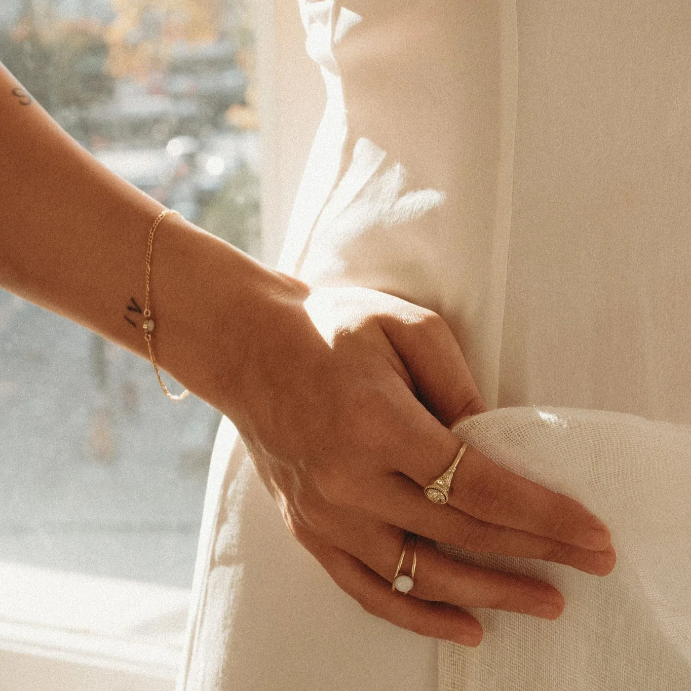 Cremation Figaro Chain Bracelet- 14K Gold Filled — product image 3