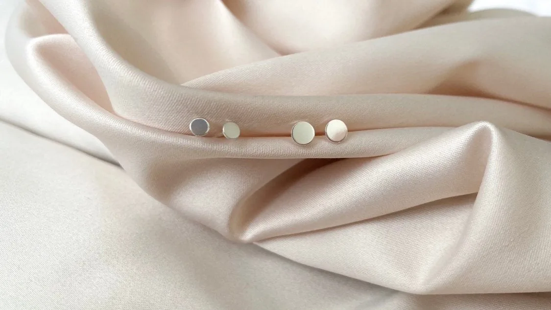 Flat Round Stud Earrings - Sterling Silver — product image 1