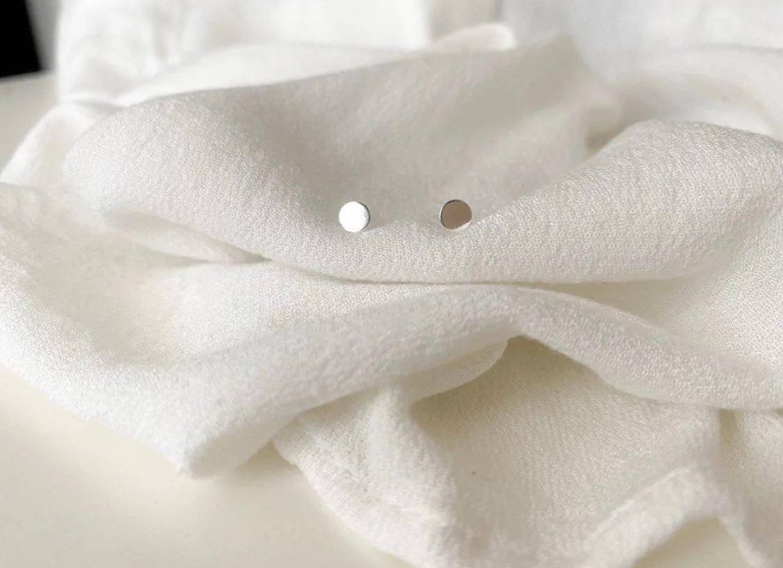 Flat Round Stud Earrings - Sterling Silver — product image 6
