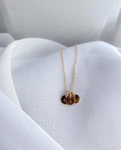 Mini Initial Pendant Flat Cable Necklace - Personalized - 14k Gold Filled — product image 3