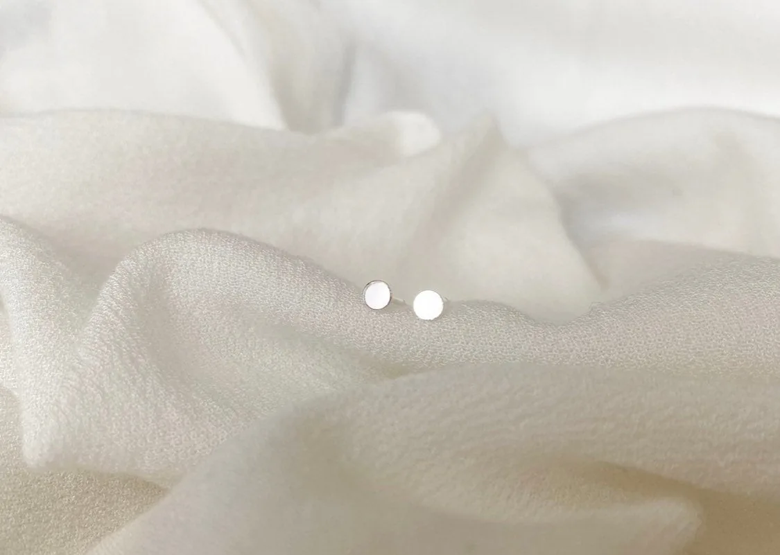 Flat Round Stud Earrings - Sterling Silver — product image 7