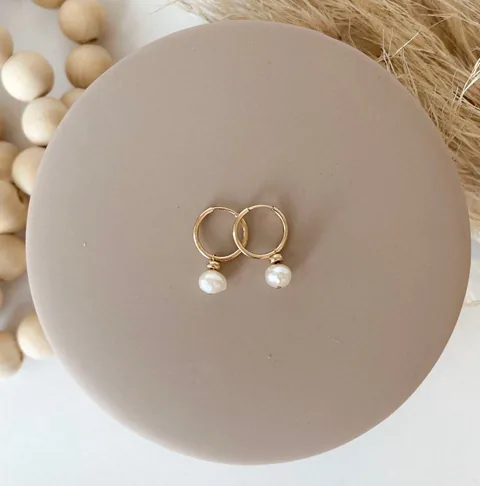 Pearl Huggie Hoops - 14k Gold Filled — product image 12