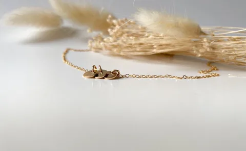 Mini Initial Pendant Flat Cable Necklace - Personalized - 14k Gold Filled — product image 2
