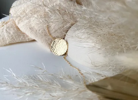Hammered Medallion Necklace - 14K Gold Filled — product image 3