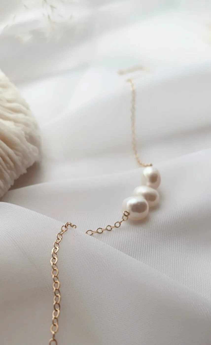 Three Pearl Necklace - 14k Gold Filled — product image 5